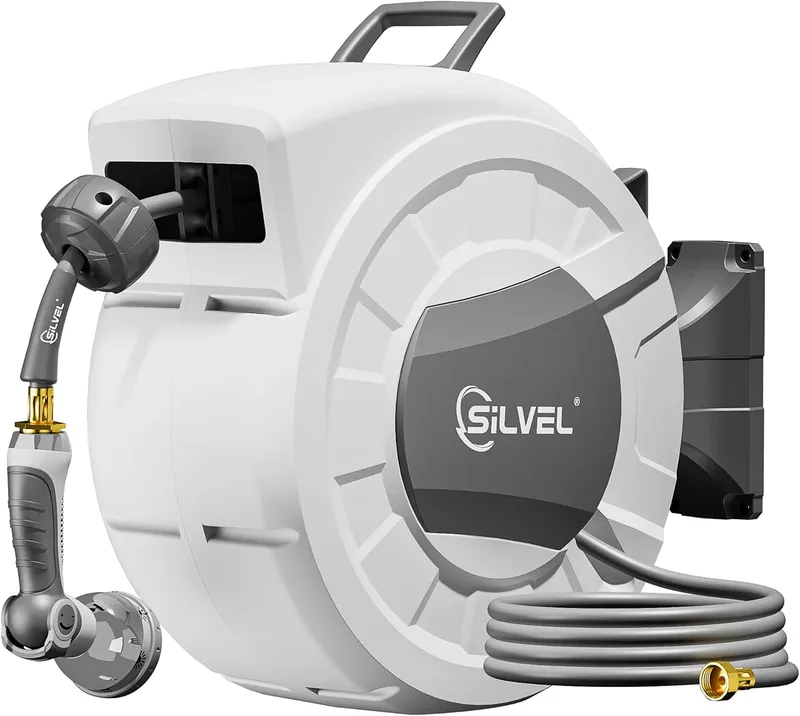 SILVEL Retractable Garden Hose Reel, 1 2 in x 100ft